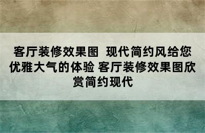 客厅装修效果图  现代简约风给您优雅大气的体验 客厅装修效果图欣赏简约现代